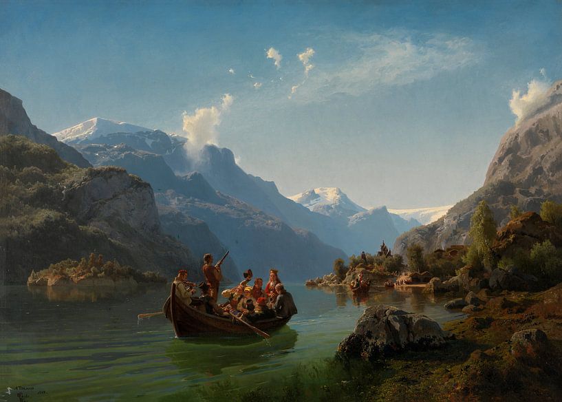 Bridal Procession on the Hardangerfjord, Adolph Tidemand &amp; Hans Gude by Masterful Masters