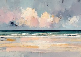 Abstrakte Küstenlandschaft mit pastellfarbenen Wolken von Niklas Maximilian