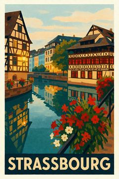 Strassbourg - Groeten van bloemen aan het kanaal