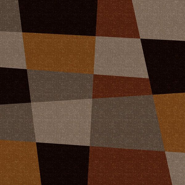 Modern abstract geometric shapes and lines in earthy tints. Brown, beige, yellow, black and white by Dina Dankers
