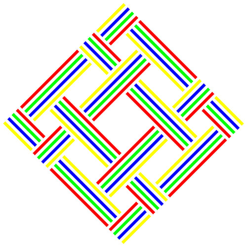 No Crossing | S=4 | N=4 | Couleur=4 | Centre rouge