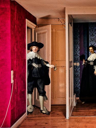 Modern interieur met Rembrandt's Marten en Oopjen