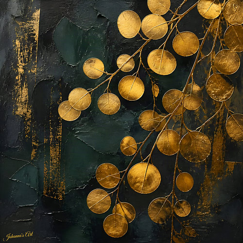 Verdant Gold Horizons - Eucalyptus Branches 1