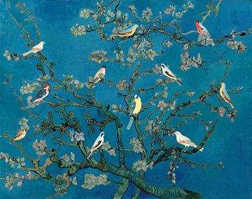 Birds in the Almond Blossom van Marja van den Hurk
