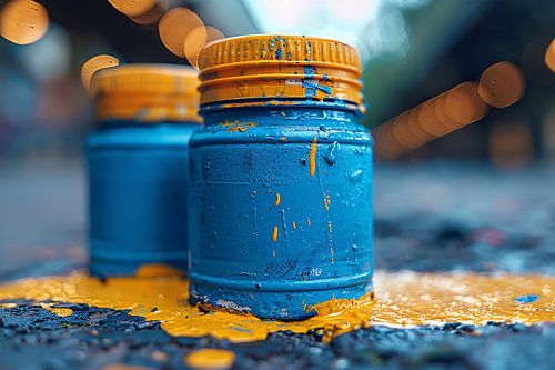 Minimalistisch blauwe potten