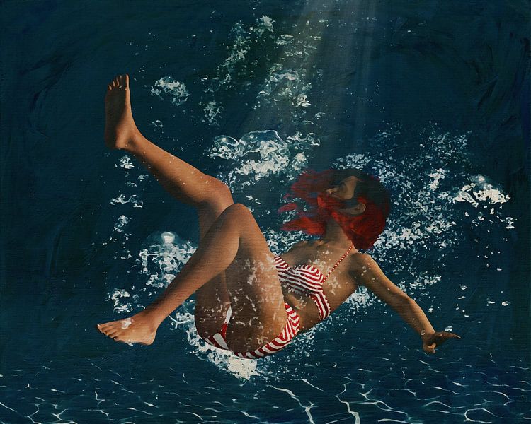 Fille plongeant dans l'eau VIII sur Jan Keteleer