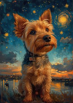 Dog starry sky night, inspired by van Gogh by Niklas Maximilian