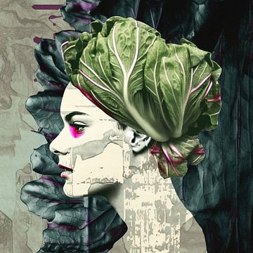 Queen of cabbage collage #01 by Vlindertuin Art