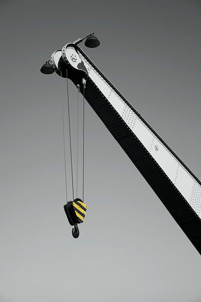 Historic crane in the former trading port on the Elbe near Magdeburg by Heiko Kueverling