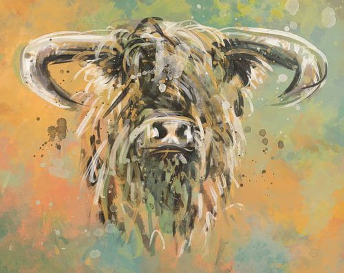 Kleurig werk van schotse hooglander.