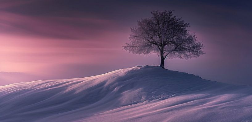 Avondsfeer in een sneeuwparadijs van fernlichtsicht