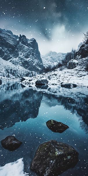 Bergmeer in de winter van fernlichtsicht
