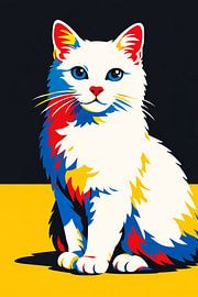 Colorful Pop Art Cat Portrait – Bold Modern Cat Wall Art
