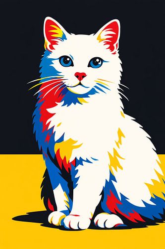 Portrait de chat pop art coloré – Décoration murale moderne et audacieuse représentant un chat