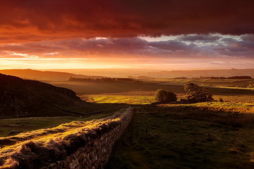 Sonnenaufgang Hadrianische Mauer England von Frank Peters