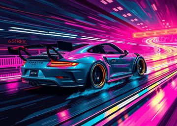 De Porsche 911 GT3 RS met donkergrijze en zwarte strepen op Circuit 2 van MIROKKU