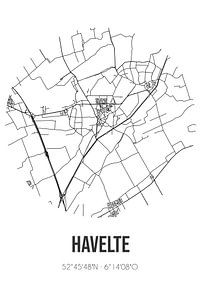 Havelte (Drenthe) | Carte | Noir et blanc sur Rezona