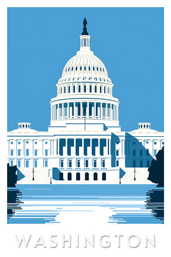 Kapitol in Washington | Poster mit amerikanischem Wahrzeichen