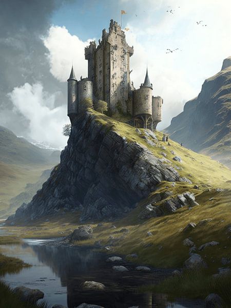 Ridderkasteel Kasteelrotsen Wolken uitdagend imposant machtig van gm_designs