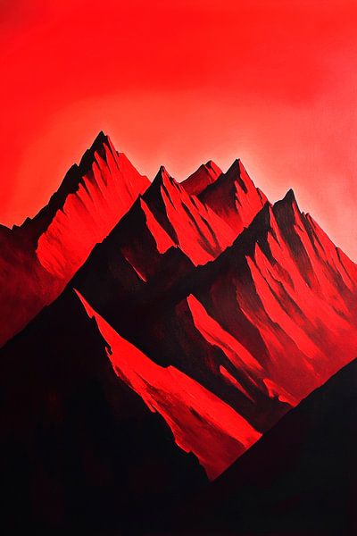 Rote Berglandschaft – Dramatisch und Ausdrucksstark von Poster Art Shop