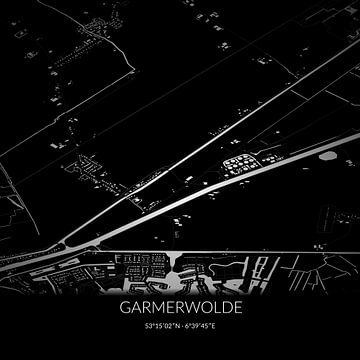 Zwart-witte landkaart van Garmerwolde, Groningen. van Rezona