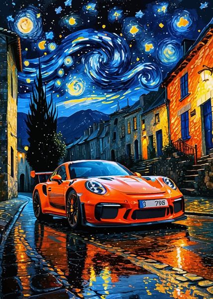 The Porsche 911 GT3 RS Orange Starry Night by MIROKKU