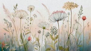 Natürliche Blumen und Gräser malen