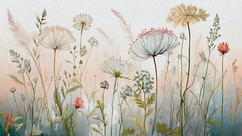 Natürliche Blumen und Gräser malen