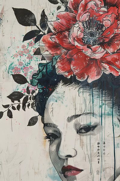 Beautiful young woman in Ukiyo style by Poster Art Shop