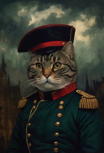 British Shorthair Cat in Napoleonic Era Portrait