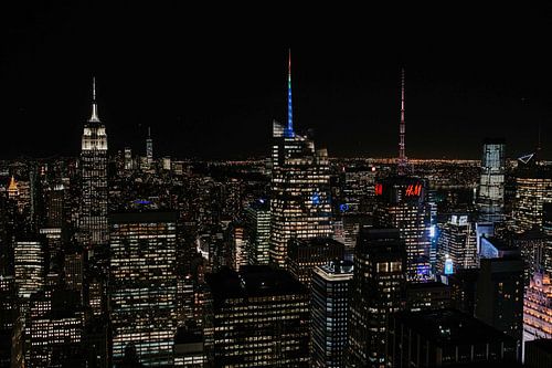 Skyline New York in het donker vanaf de Top of The Rock