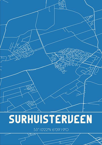 Blueprint | Map | Surhuisterveen (Fryslan) by Prints of Place