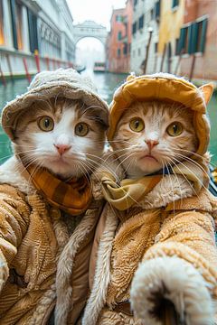 Venetian four-legged friends: cat selfie with canal charm by Felix Brönnimann