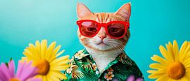 Hipster cat with sunglasses and flowers by Poster Art Shop
