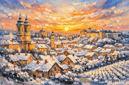 Eger in Hongarije, een impressionistisch schilderij.