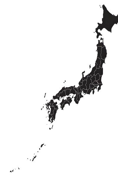 Japan Map in Black by Art Kingdom
