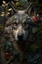 Portrait d'un loup dans la jungle par Digitale Schilderijen Aperçu