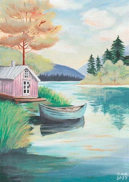 Bootshaus Acrylmalerei von Studio Lof