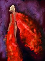 Vrouw in brand