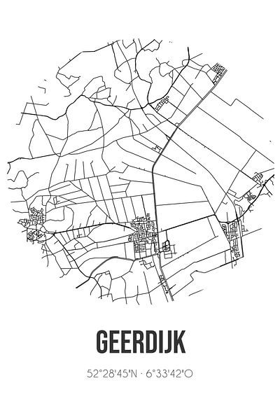 Geerdijk (Overijssel) | Map | Black and White by Prints of Place