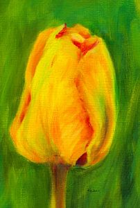 Tulipes jaunes triptyque droit sur Karen Kaspar
