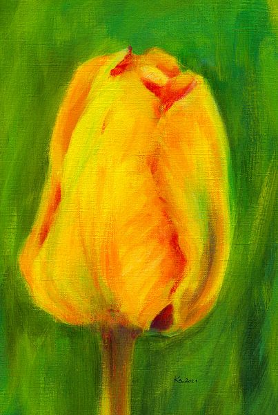 Gelbe Tulpen Triptychon rechts von Karen Kaspar