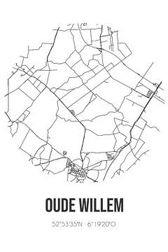 Oude Willem (Drenthe) | Karte | Schwarz-Weiß von Rezona