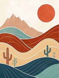 Moderne Wüstenlandschaft aus der Mitte des Jahrhunderts von Artistic