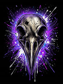 Mystical Raven Skull Raven Feather Dark Wisdom Spirit Dynamic Graphic Illustration by The Deeper Way