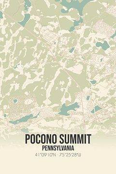 Alte Karte von Pocono Summit (Pennsylvania), USA. von Rezona