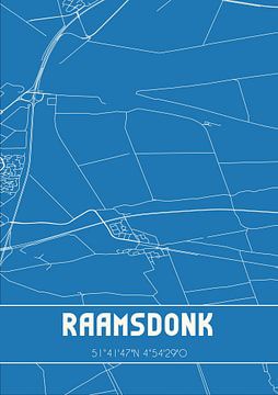 Blauwdruk | Landkaart | Raamsdonk (Noord-Brabant) van MijnStadsPoster