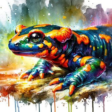 Aquarel salamander van Chromatic Fusion Studio