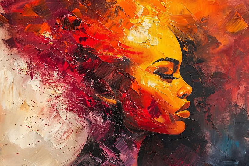 Impression abstraite ardente d'une femme par Art & Soul Creations