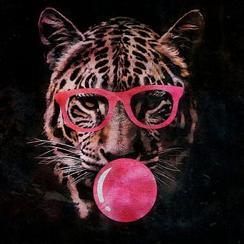 Chewing gum tiger portrait art